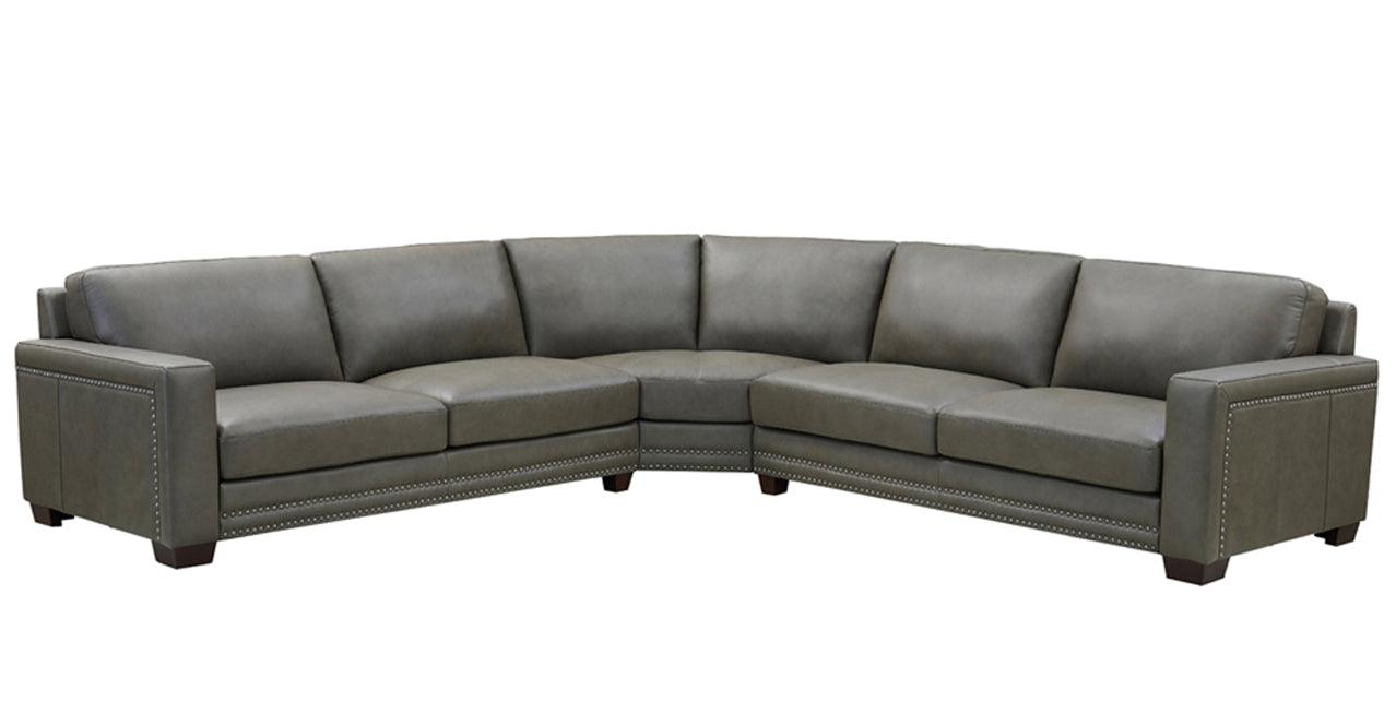 Alice Leather Sectional, Gray - Hydeline USA